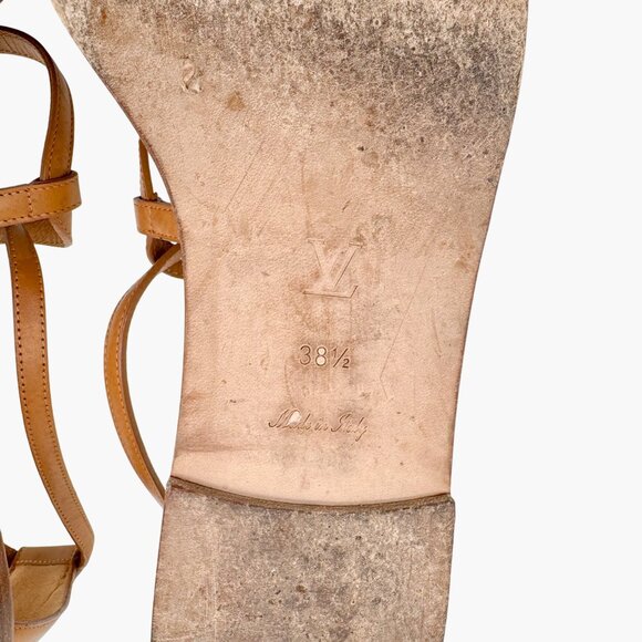 Louis Vuitton South Beach Cross Sandals Size 38.5 US 8.5 Brown Flat LV Leather - Picture 14 of 15